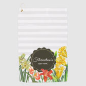 水彩イエローオレンジ春の花 ゴルフタオル (正面)