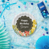 水彩イエローオレンジ春の花 ペーパープレート (パーティー)