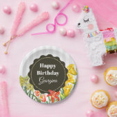 水彩イエローオレンジ春の花 ペーパープレート (パーティー)