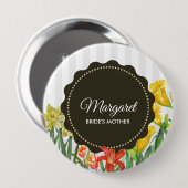 水彩イエローオレンジ春の花 缶バッジ (正面&裏面)