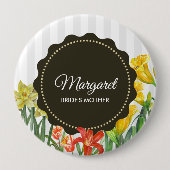 水彩イエローオレンジ春の花 缶バッジ (正面)