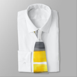 水彩イエローグレーホワイトネックストライプのタイ ネクタイ
