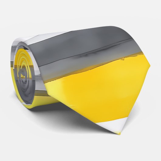 水彩イエローグレーホワイトネックストライプのタイ ネクタイ (ロール)