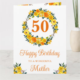 水彩イエローサマーフラワーズ誕生日 カード