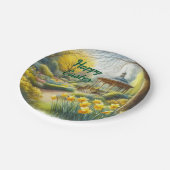 水彩イエローダッフィディルイースターペーパー プレート (アングル)