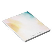 水彩イエローティール(緑がかった色)ブルー絞り染め ノートパッド (アングル)