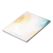 水彩イエローティール(緑がかった色)ブルー絞り染め ノートパッド (回転)