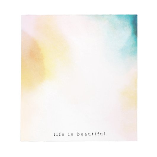 水彩イエローティール(緑がかった色)ブルー絞り染め ノートパッド (正面)