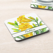 水彩イエローデイライズフラワーポートレート コースター (左側)