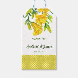 水彩イエローデイリリーフローラ絵画ズ ギフトタグ