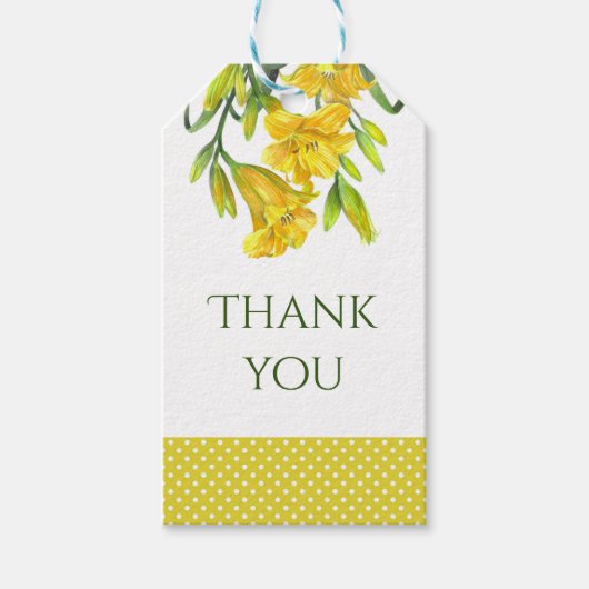 水彩イエローデイリリーフローラ絵画ズ ギフトタグ (正面)