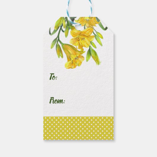 水彩イエローデイリリーフローラ絵画ズ ギフトタグ (裏面)