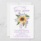 水彩イエローヒマワリフローラブライダルシャワー 招待状 (正面)