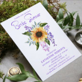 水彩イエローヒマワリフローラブライダルシャワー 招待状