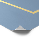 水彩イエローフローラダスティブルー結婚ズ ポスター (角)