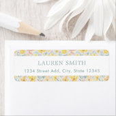 水彩イエローフローラ差出人住所 ラベル (インサイチュ)