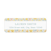 水彩イエローフローラ差出人住所 ラベル (正面)