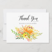 水彩イエローフローラ素朴結婚ズ サンキューカード (正面)