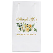 水彩イエローフローラ金ゴールドエレガントありがとう スモールペーパーバッグ (正面)