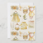 水彩イエローベイビー用品 ファーストバースデー 招待状 (裏面)