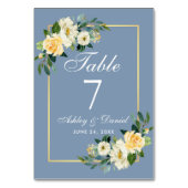 水彩イエローホワイトフローラ結婚金ゴールド テーブルナンバー (裏面)