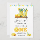 水彩イエローレモネード1st誕生日パーティー 招待状 (正面)