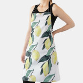 水彩イエローレモンのシームレスパターン エプロン (インサイチュ)