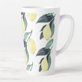 水彩イエローレモンのシームレスパターン カフェラテマグ (右)