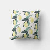 水彩イエローレモンのシームレスパターン クッション (正面)