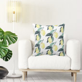 水彩イエローレモンのシームレスパターン クッション