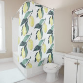 水彩イエローレモンのシームレスパターン シャワーカーテン (インサイチュ)