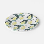 水彩イエローレモンのシームレスパターン ペーパープレート (アングル)