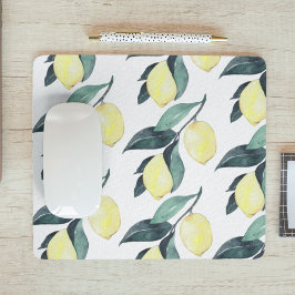 水彩イエローレモンのシームレスパターン マウスパッド