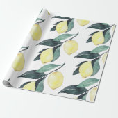 水彩イエローレモンのシームレスパターン ラッピングペーパー (アンロールド)