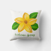 水彩イエローワイルドフラワーウェルカム春 クッション (裏面)