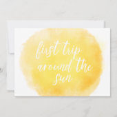 水彩イエロー　ファーストトリップアラウンドザサン 招待状 (裏面)