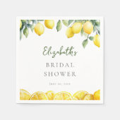 水彩イエロー レモン シトラス ブライダルシャワー スタンダードカクテルナプキン (正面)