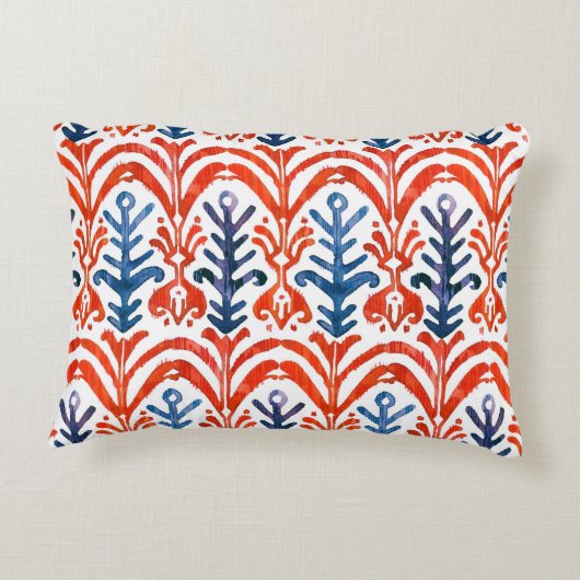 水彩イカット継ぎ目無し模様。花の装飾 アクセントクッション (裏面)