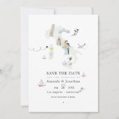 水彩イタリアの目的地ウェディングフォト セーブザデート (正面)