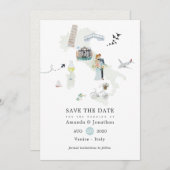 水彩イタリアンデスティネーションワエディング セーブザデート (正面/裏面)