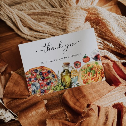 水彩イタリアンフード ブライダルシャワー サンキューカード