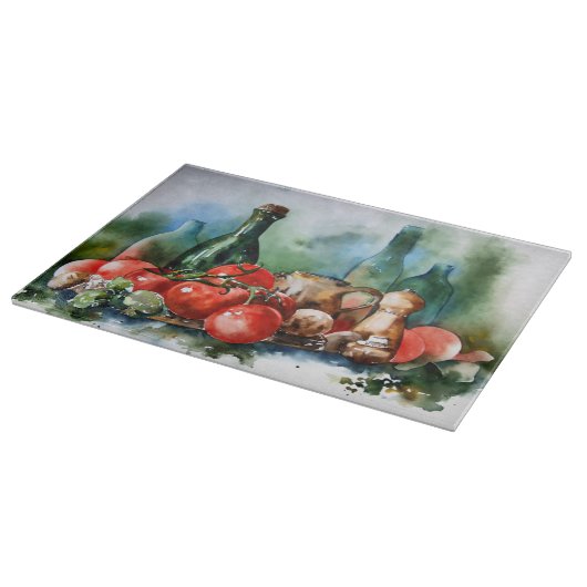 水彩イタリアン料理 カッティングボード (角)