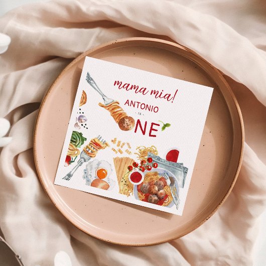 水彩イタリアン第1誕生日 スタンダードカクテルナプキン