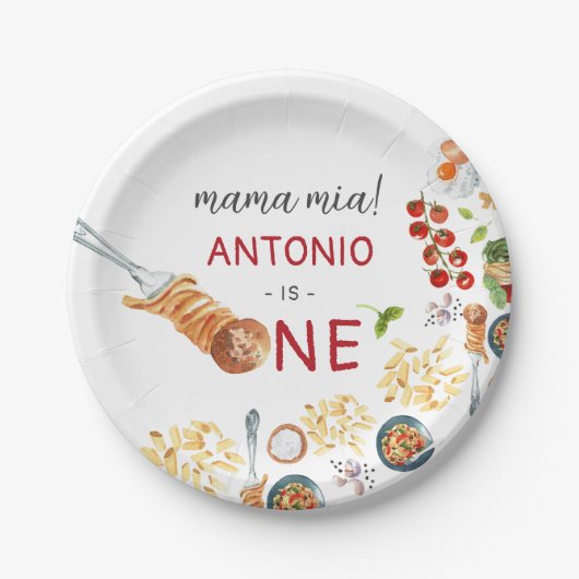 水彩イタリアン第1誕生日 ペーパープレート (正面)