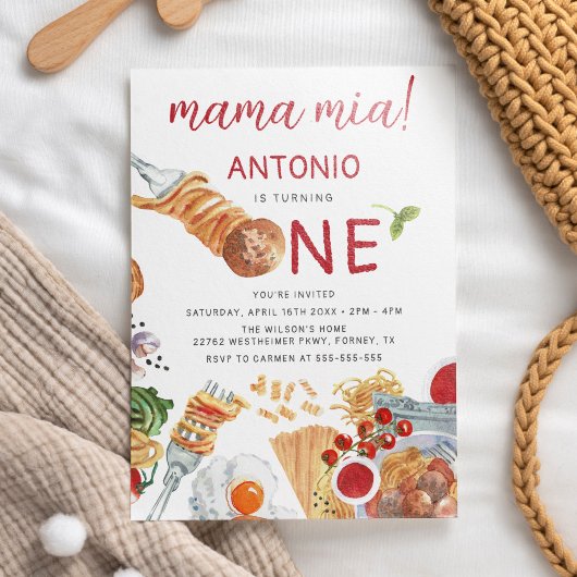 水彩イタリアン第1誕生日 招待状