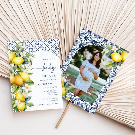 水彩イタリアン レモン ベイビーシャワー 招待状