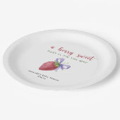 水彩イチゴと弓ベビーシャワー ペーパープレート (アングル)