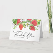 水彩イチゴと花の卒業 サンキューカード (正面)