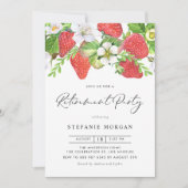 水彩イチゴのサマー リタイアメント パーティー 招待状 (正面)