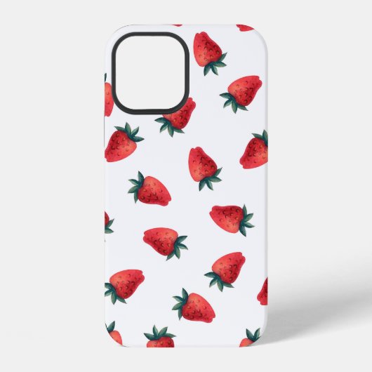 水彩イチゴのシームレスパターン iPhoneケース (裏面)